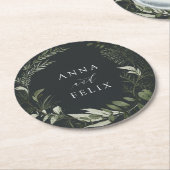 Winter Meadow Green Botanical Personalized Weddens Ronde Kartonnen Onderzetter (Gebogen)