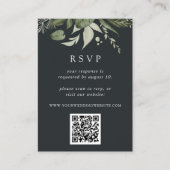Winter Meadow Green Botanical QR Code Weddenschap  Informatiekaartje (Voorkant)