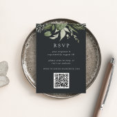 Winter Meadow Green Botanical QR Code Weddenschap Informatiekaartje