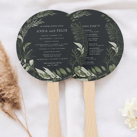 Winter Meadow | Green Botanical Wedding Programme Handwaaier