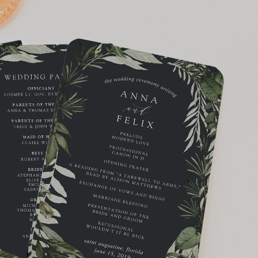 Winter Meadow | Green Botanical Wedding Programme Handwaaier