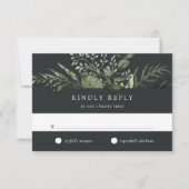 Winter Meadow Green Botanical Wedding RSVP Kaartje (Voorkant)