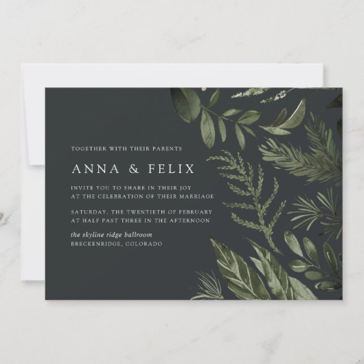 Winter Meadow | Groen botanisch huwelijk Kaart (Voorkant)