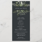 Winter Meadow | Groen botanisch huwelijk Programmakaart (Voorkant)