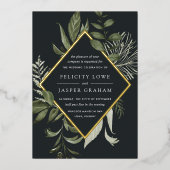 Winter Meadow | Groene Waterverf olievlek Folie Uitnodiging (Voorkant)