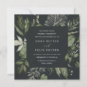 Winter Meadow Square Green Botanical Lijst Weddens Kaart (Voorkant)