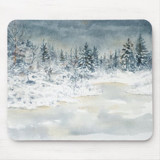 Winter Meer van Mousepad Muismat (Voorkant)