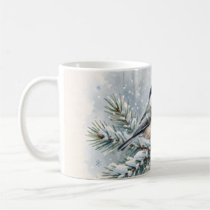 Winter Mees Cadeau Watercolor Besneeuwd Vogelhuis Koffiemok