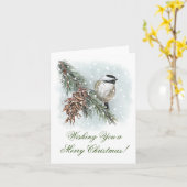 Winter Mees Kerstmis Kaart (Gele Bloem)