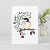 Winter Mees Vogel Bessen Feestdagenkaart (Staand voorkant)