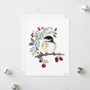 Winter Mees Vogel Bessen Kerstkaart