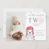 Winter Meisje 2e Verjaardag Foto uitnodiging (Voorkant)