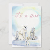 Winter Meisje Baby Shower Koud Buiten Ijsbeer Kaart (Achterkant)