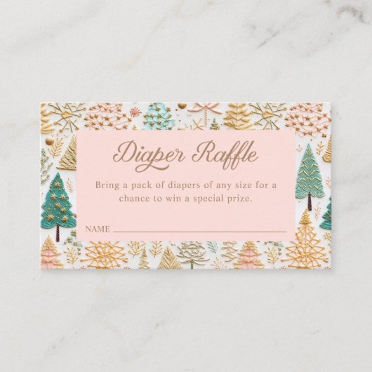 Winter Meisje Baby shower Luier Raffle Ticket Informatiekaartje (Voorkant)