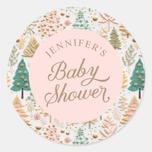 Winter Meisje Baby shower Ronde Sticker