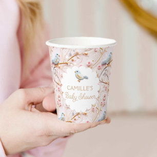 Winter Meisje Baby shower Roze Bloemen gepersonali Papieren Bekers