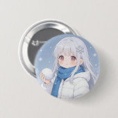 Winter Meisje Knop Ronde Button 5,7 Cm (Voorkant /achterkant)