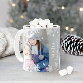 Winter Memories Snowflakes Twee foto Koffiemok