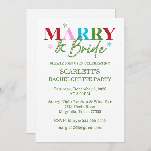 Winter Merry & Bride Bachelorette Kaart (Voorkant / Achterkant)