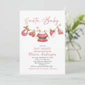 Winter Merry Christmas Santa Waterverf Baby Show Kaart (Staand voorkant)