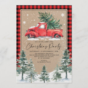 Winter Merry Kerstparty  Red Truck Kaart