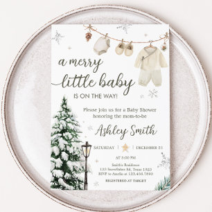 Winter Merry Little Baby Kleding Baby shower Kaart