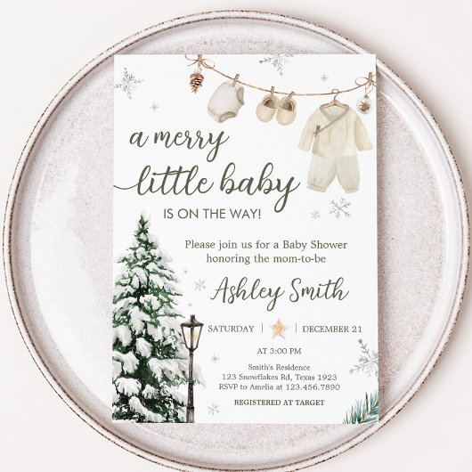 Winter Merry Little Baby Kleding Baby shower Kaart
