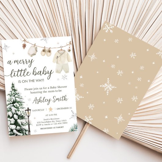 Winter Merry Little Baby Kleding Baby shower Kaart