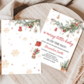 Winter Merry Little Christmas Baby shower Kaart