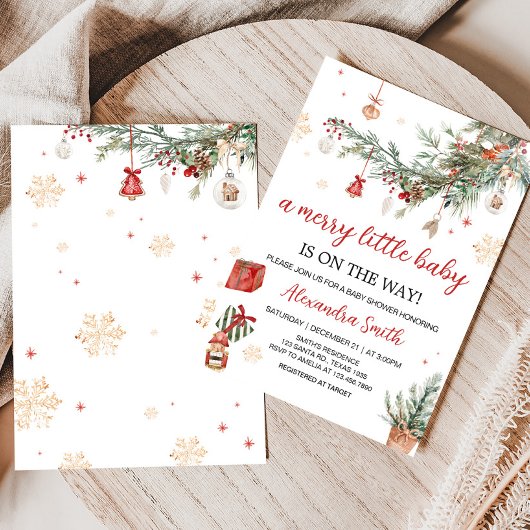 Winter Merry Little Christmas Baby shower Kaart