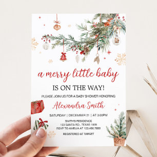 Winter Merry Little Christmas Baby shower Kaart