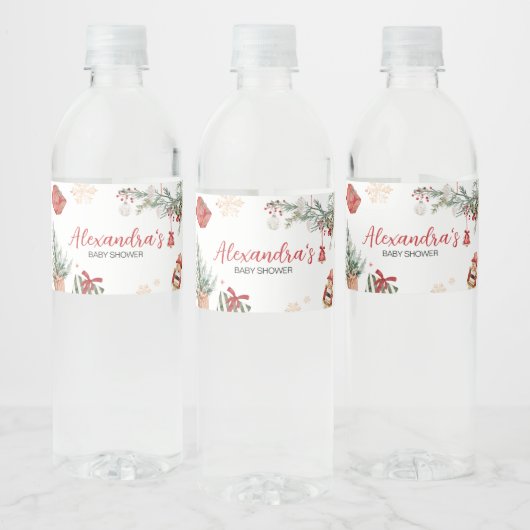 Winter Merry Little Christmas Baby shower Waterfles Etiket (Flessen)