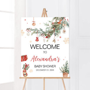 Winter Merry Little Christmas Baby shower Welkom Poster