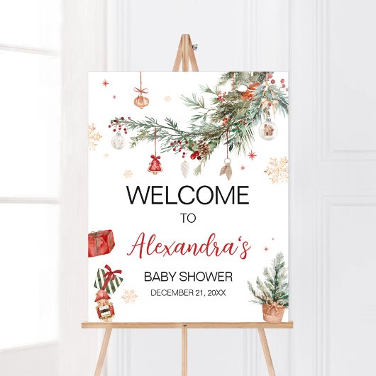 Winter Merry Little Christmas Baby shower Welkom Poster
