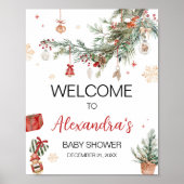 Winter Merry Little Christmas Baby shower Welkom Poster (Voorkant)