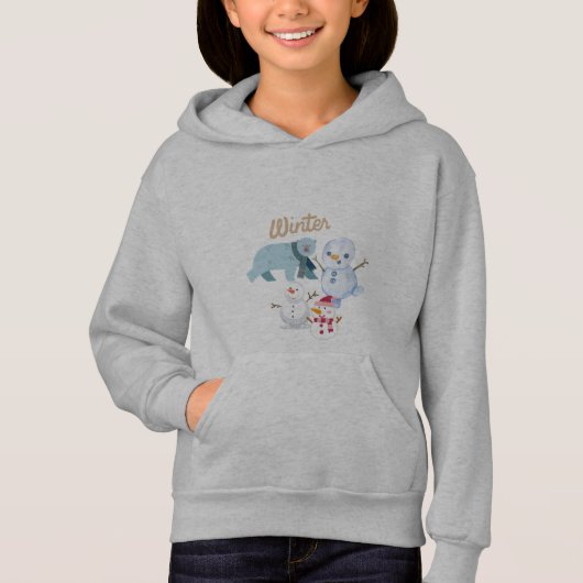Winter met pinguïns en Beer hoodie (Voorkant)