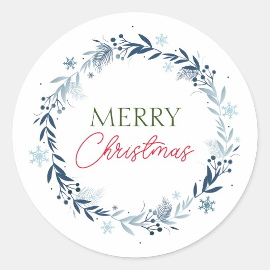 Winter met vrolijk kerstfeest ronde sticker (Voorkant)