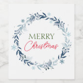 Winter met vrolijk kerstfeest wijn etiket (Enkel label)
