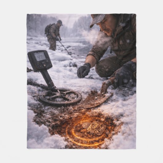 Winter Metaaldetectie Lange Mouwen Fleece Deken (Voorkant)
