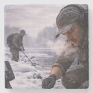Winter Metaaldetectie Lange Mouwen Stenen Onderzetter