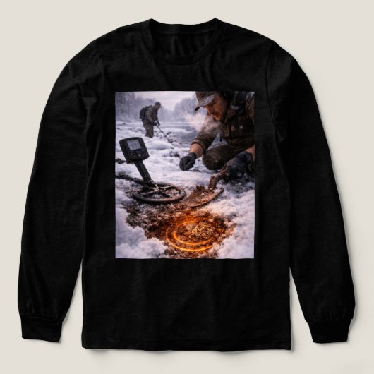 Winter Metal Detecting Long Sleeve Tri-Blend Shirt (Voorkant)