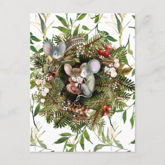 Winter Mice Kerstfeestdag Briefkaart