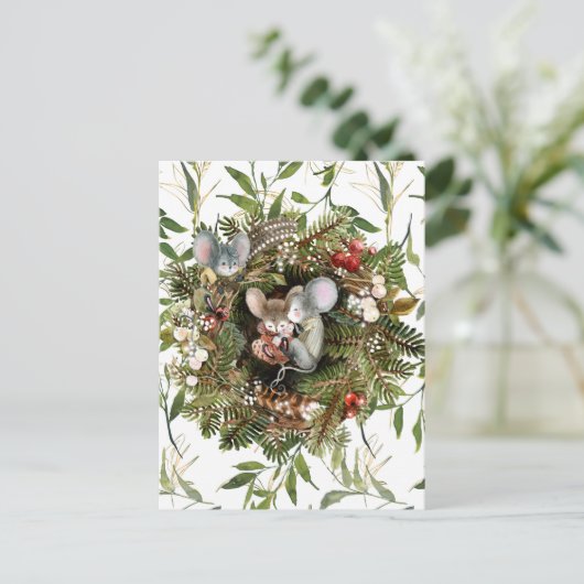 Winter Mice Kerstfeestdag Briefkaart (Staand voorkant)