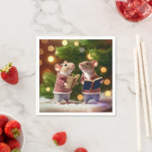 Winter Mice zingende carolen Napkins Servet (Insitu)