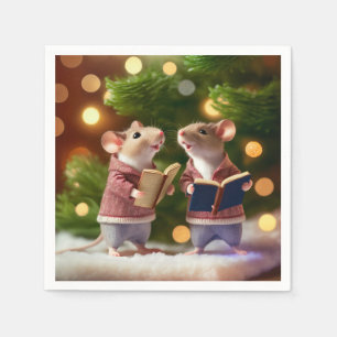 Winter Mice zingende carolen Napkins Servet