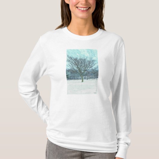 Winter Mimosa Painterly Hoodie T-shirt (Voorkant)
