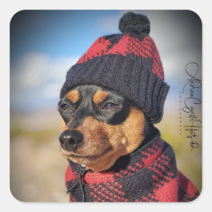 Winter Min Pin Vierkante Sticker