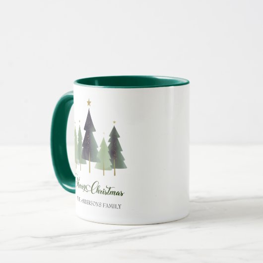 Winter Minimal Pine Tree Gepersonaliseerde Kerst Mok (Voorkant links)