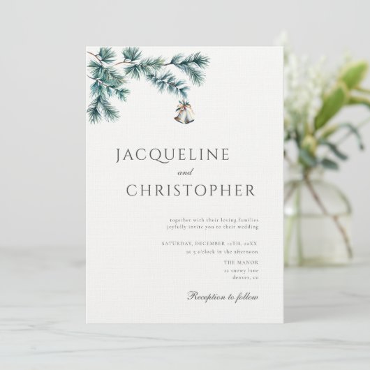 Winter minimalistische dennen elegante chique trou kaart (Staand voorkant)