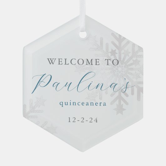 Winter Mis Quince 15e verjaardag Quinceañera Glas Ornament (Voorkant)